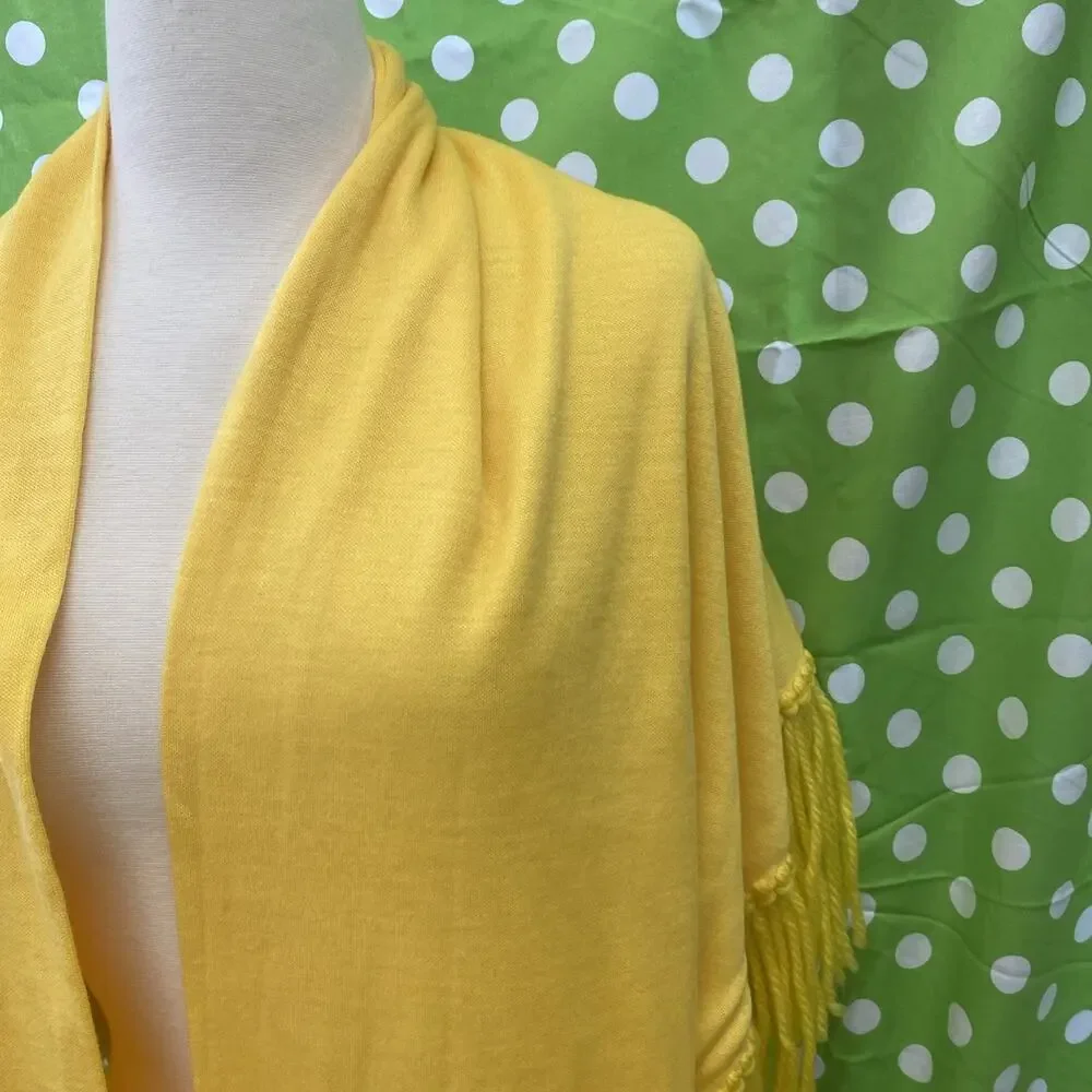 Sally Gee 100% Acrylic Fibre Japan Bright Yellow Scarf vintage K18